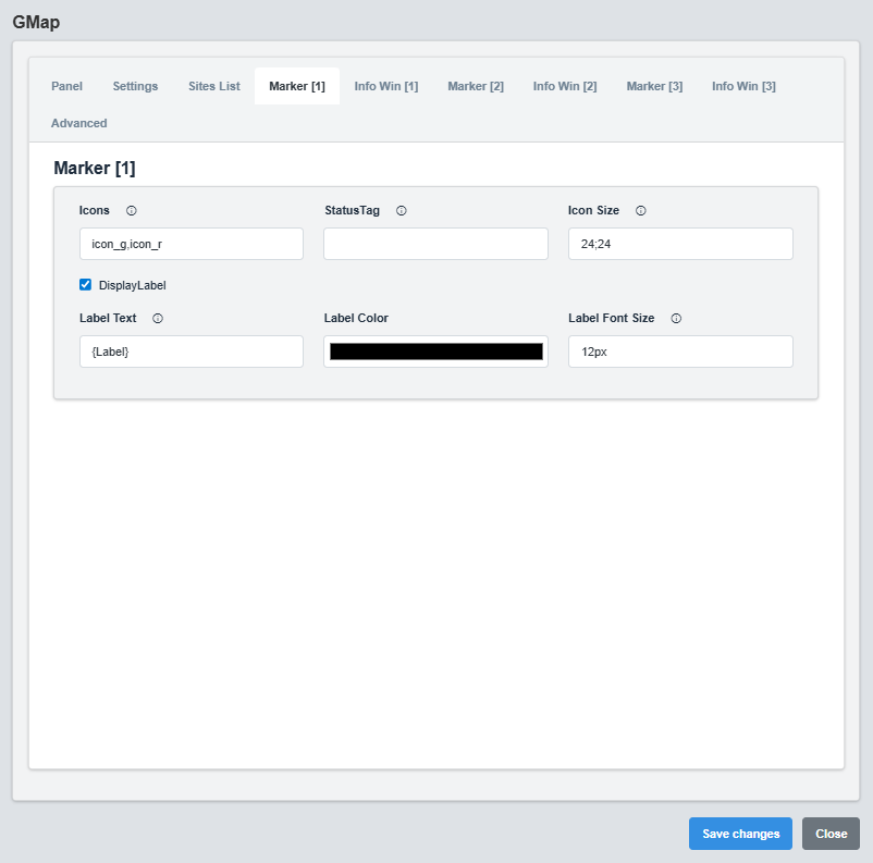 Markers Configuration Tab