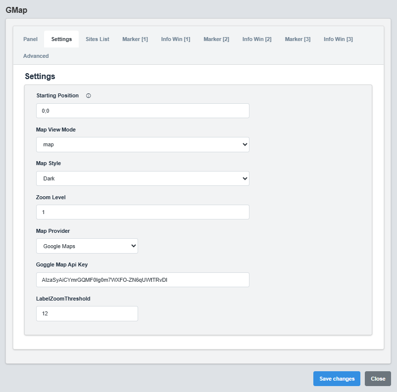 Settings Configuration Tab