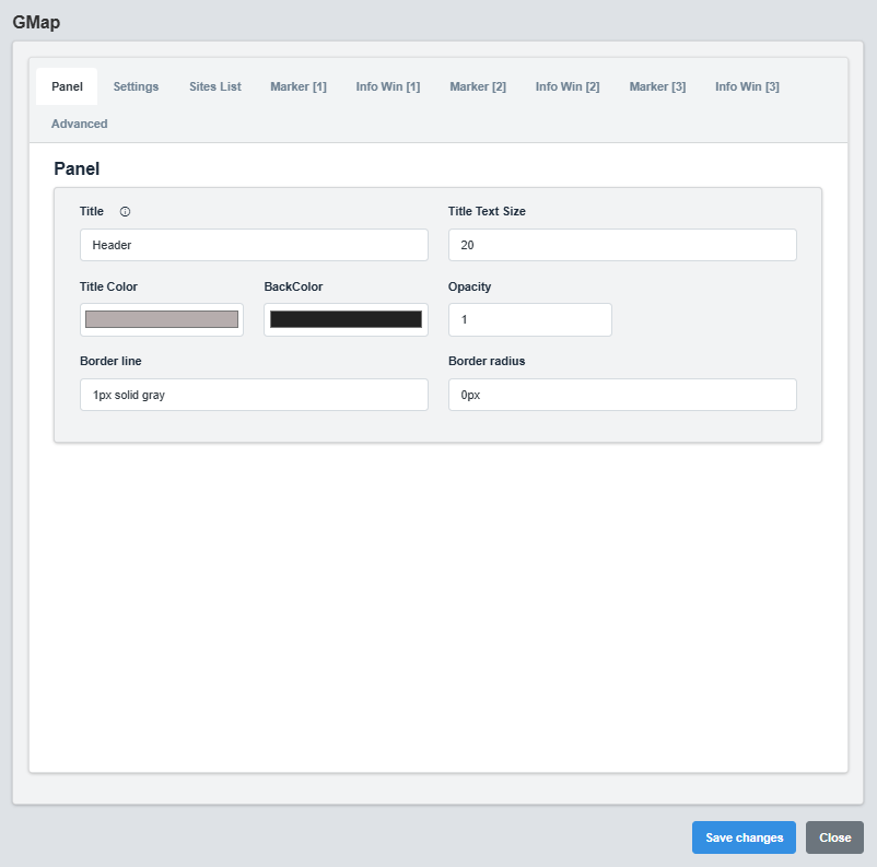 Panel Configuration Tab