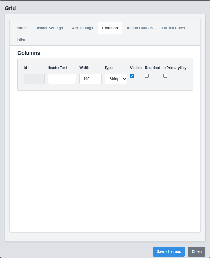 Columns Configuration Tab