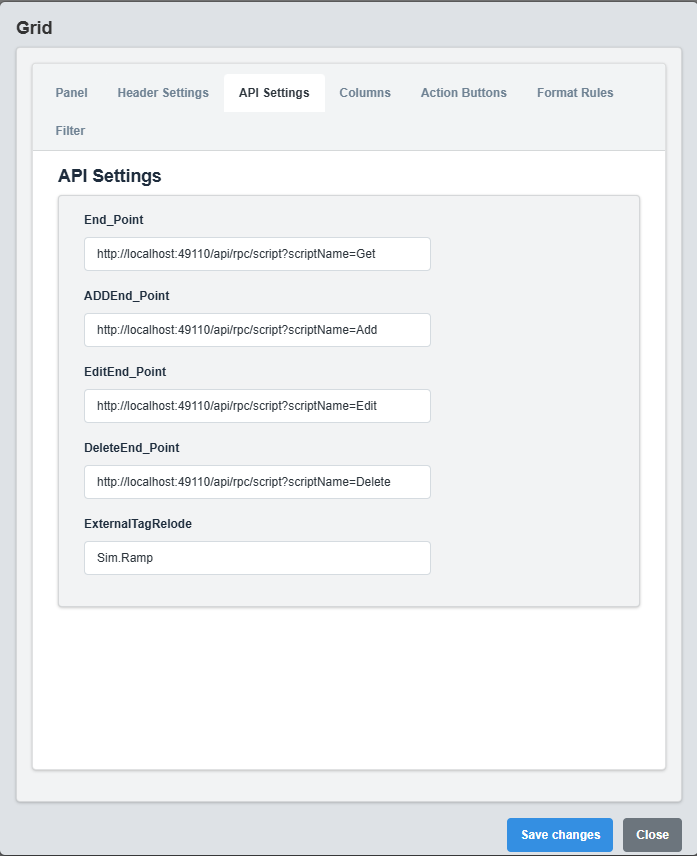 API Settings Configuration Tab