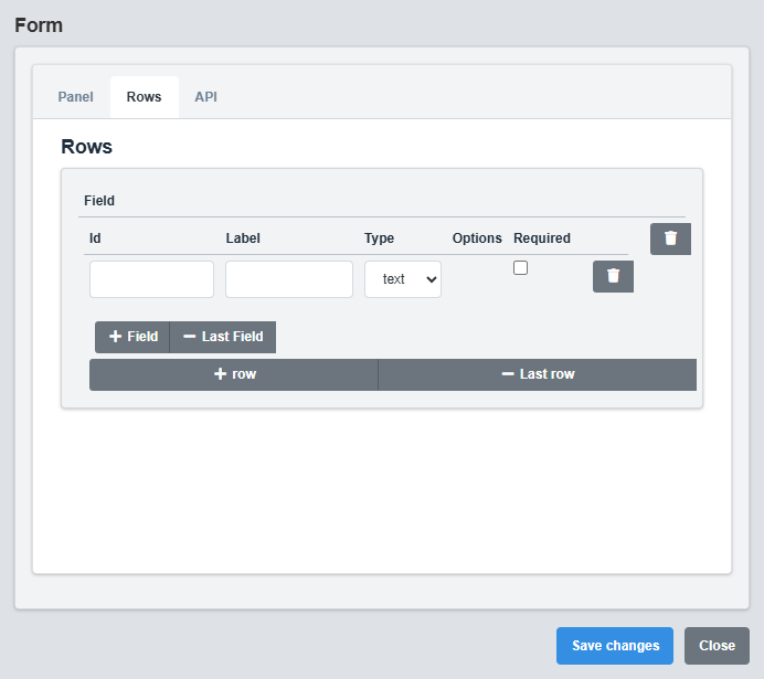 Rows Configuration Tab
