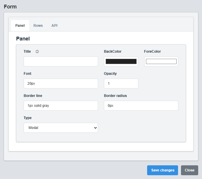 Panel Configuration Tab