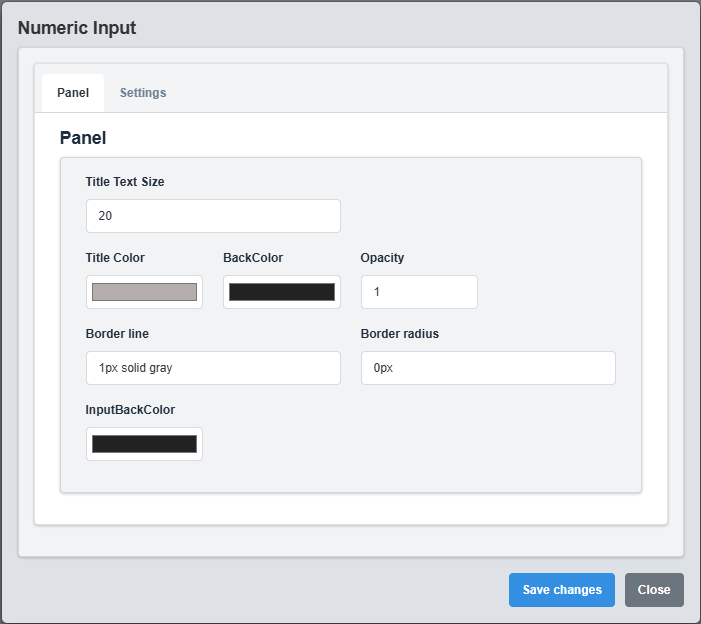 Panel Configuration Tab