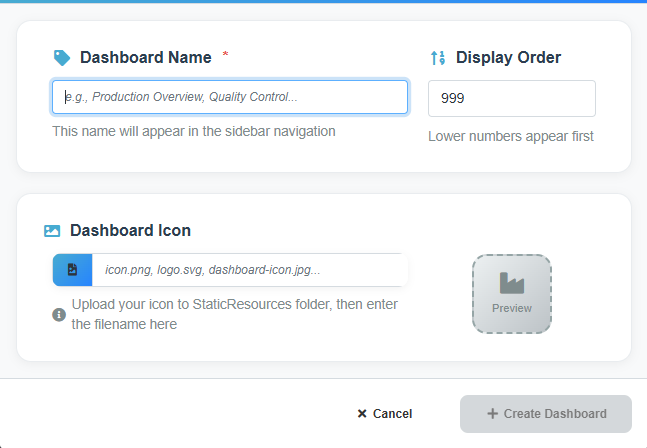 Create New Page Dialog