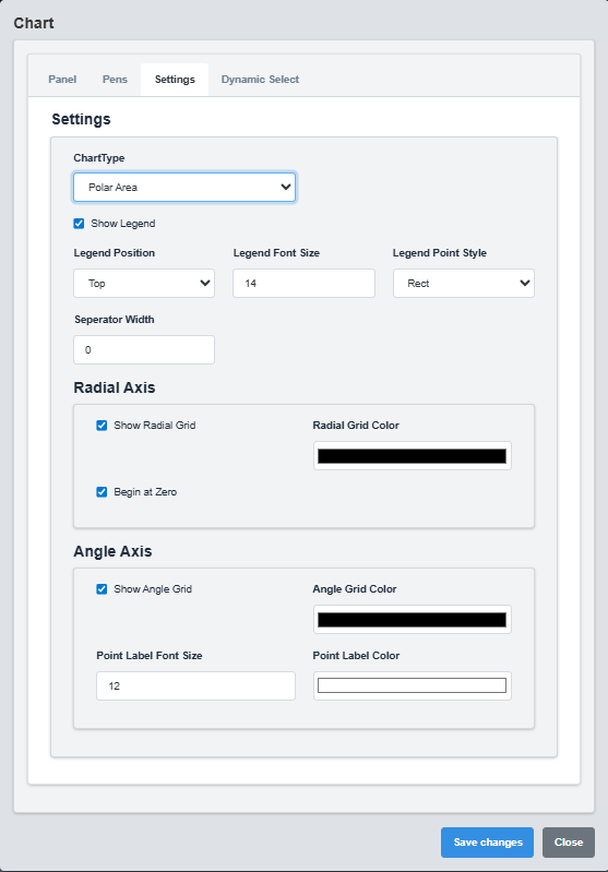 Settings Configuration Tab - Polar Chart