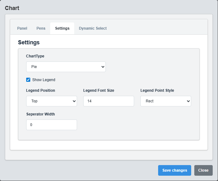 Settings Configuration Tab - Pie Chart