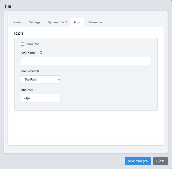 Icon Configuration Tab