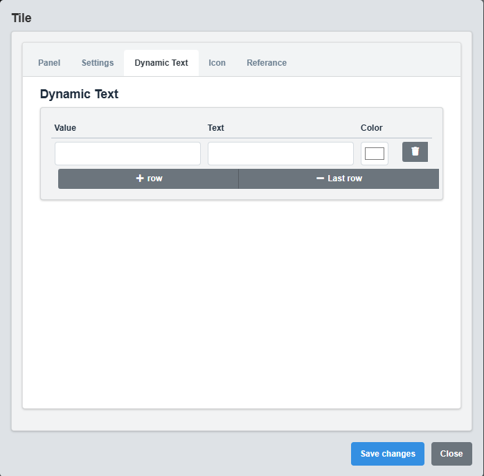 Dynamic Text Configuration Tab