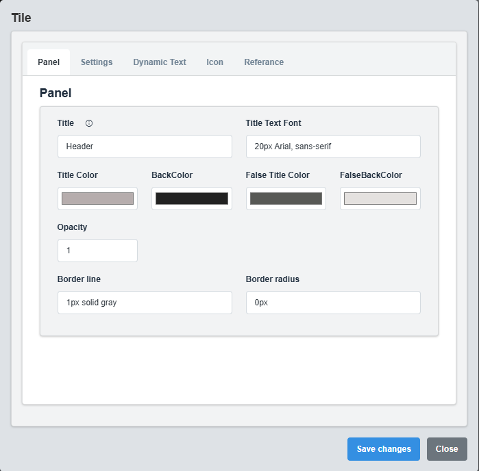 Panel Configuration Tab