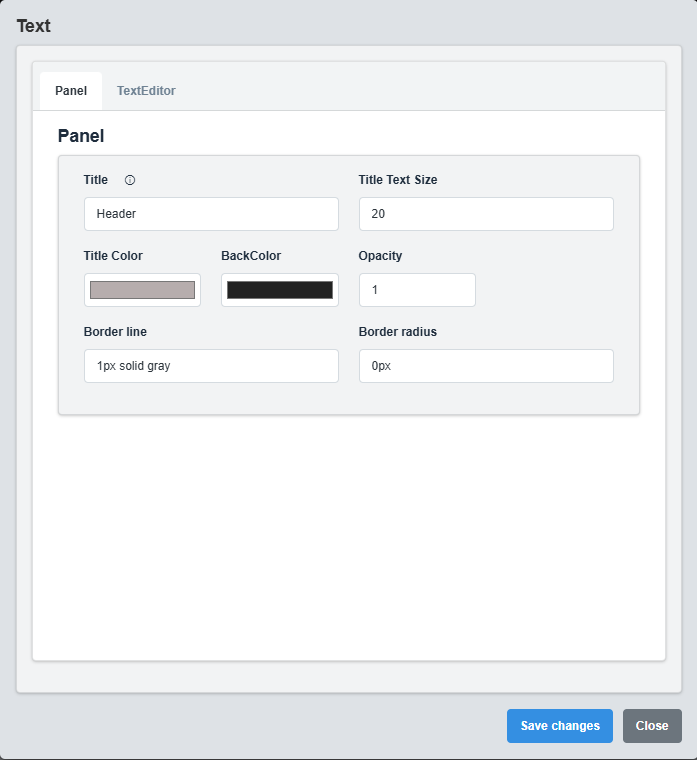 Panel Configuration Tab