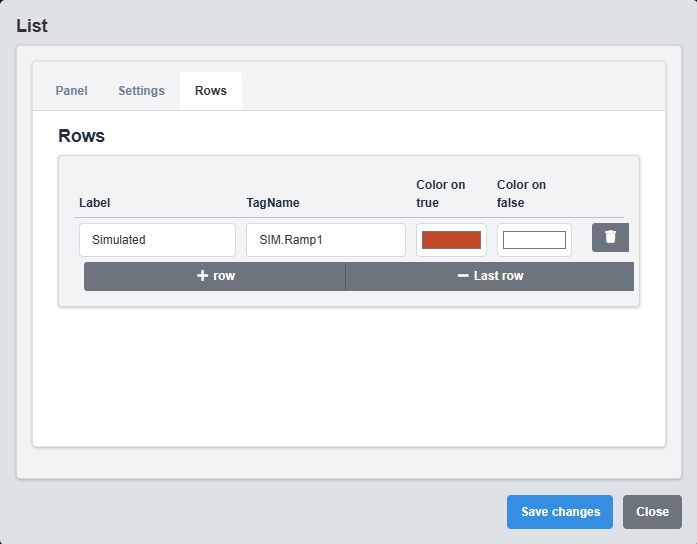 Rows Configuration Tab