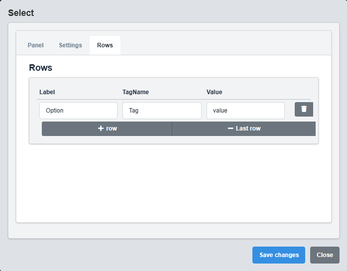 Rows Configuration Tab