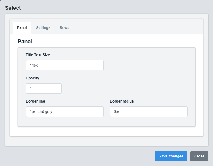 Panel Configuration Tab