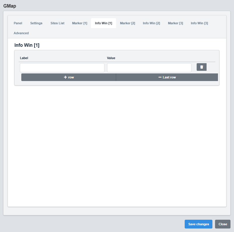 Info Window Configuration Tab